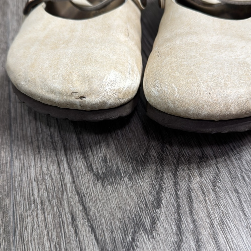 Birkenstock Cream Mules with Straps - Picture 2 of 5